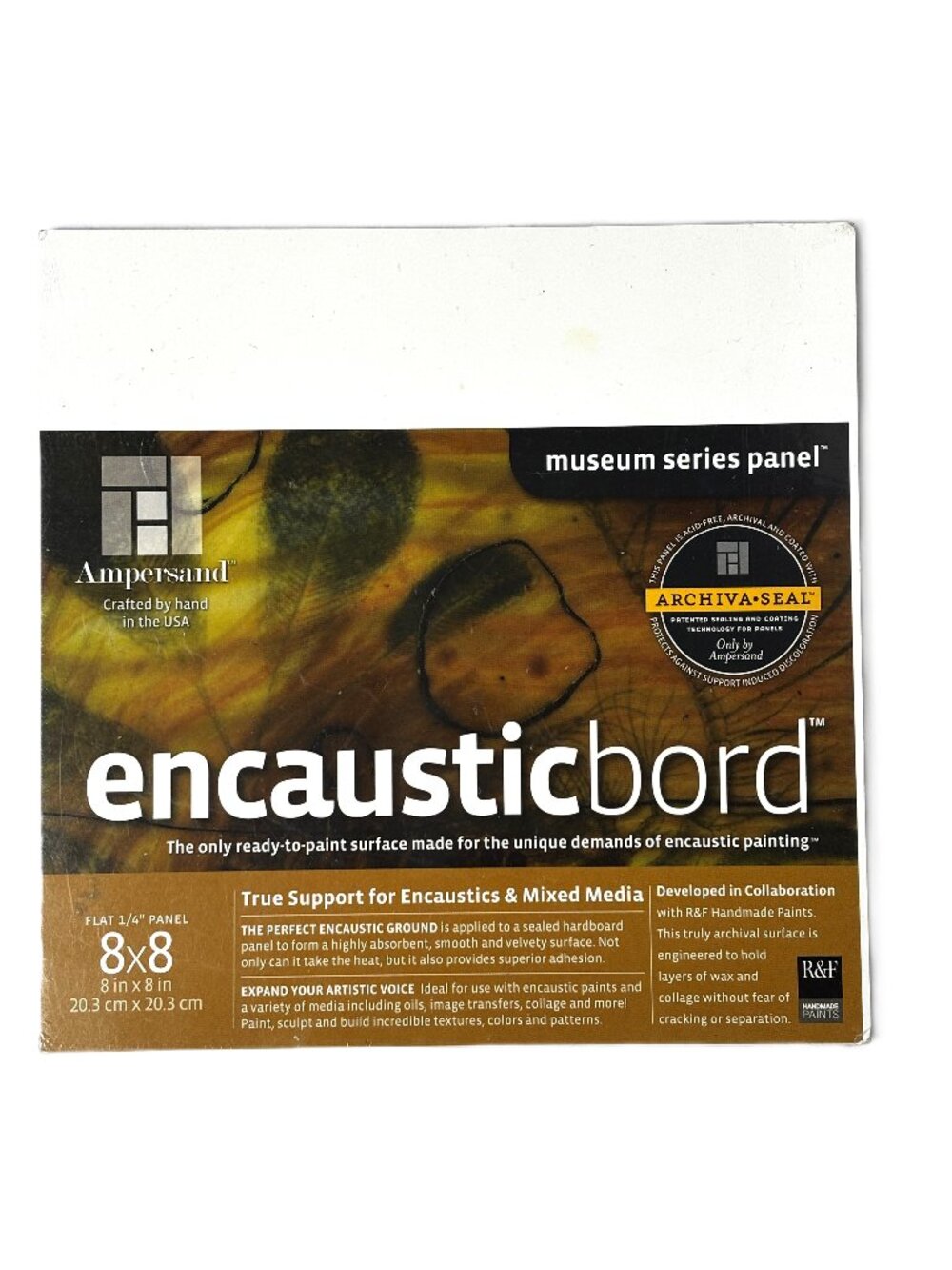 Ampersand Encausticbord Museum Series Panel 8” x 8” Flat ¼” Panel
